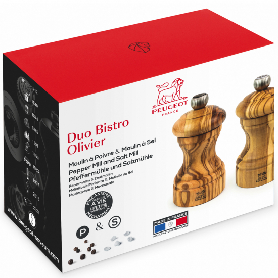 Duo Bistro Pfeffermühle und Salzmühle Olive 10 cm hoch von PEUGEOT