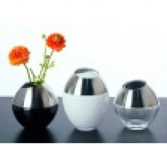 Blumenvase rondo weiß, 19 cm, Edelstahl und Glas von MONO