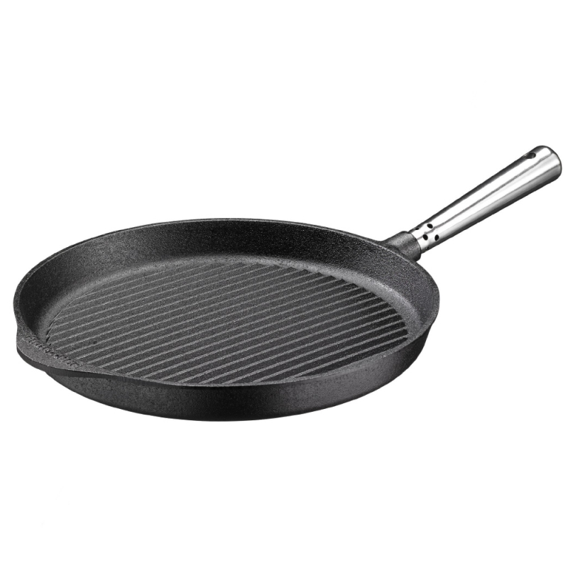 Grillpfanne 28 cm aus Gusseisen 0028 mit Edelstahlgriff, von SKEPPSHULT